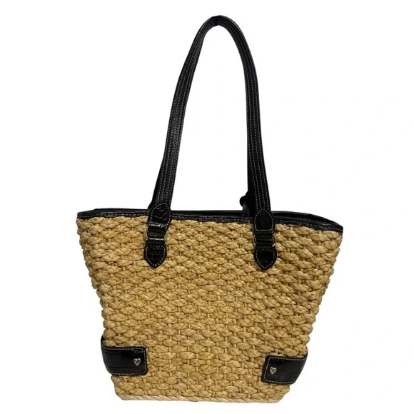 Brighton Straw w/Weaved Leather Floral Doodle Shoulder Bag - Picture 2 of 5